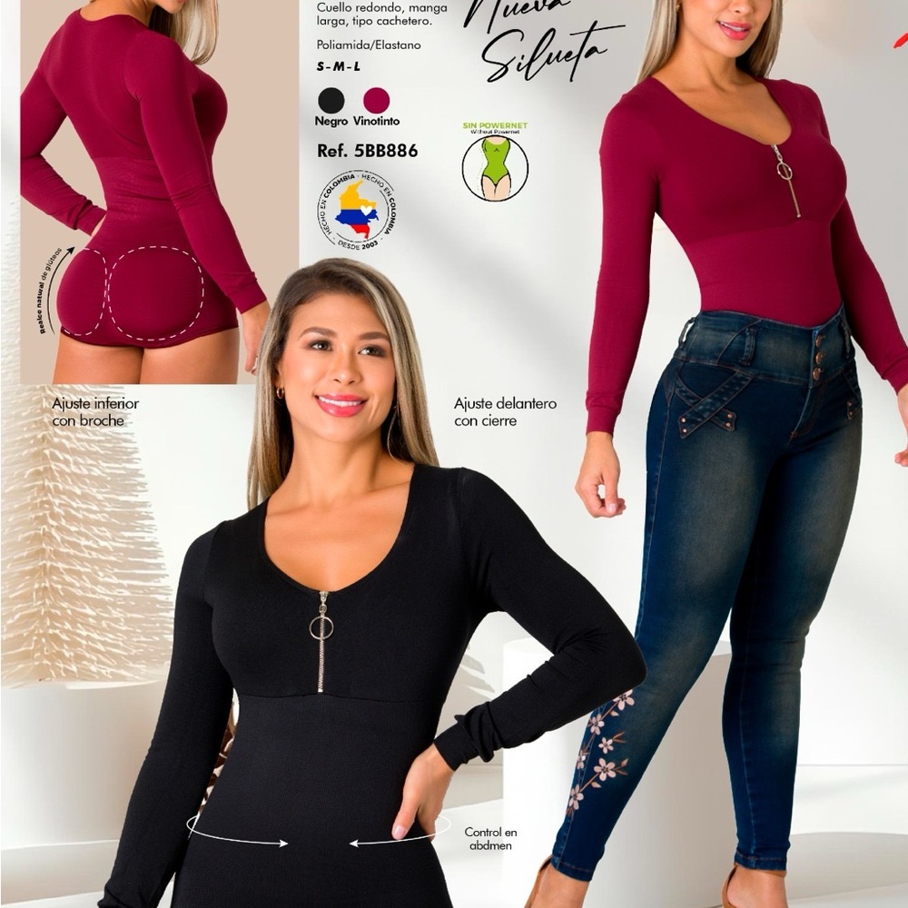 Elegant Long Sleeve Bodysuit - Black and Burgundy